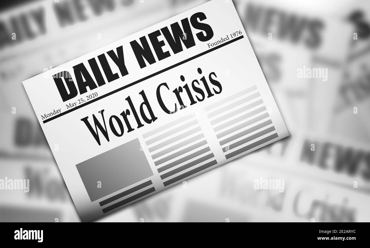 Giornale con il titolo "crisi mondiale" Foto Stock