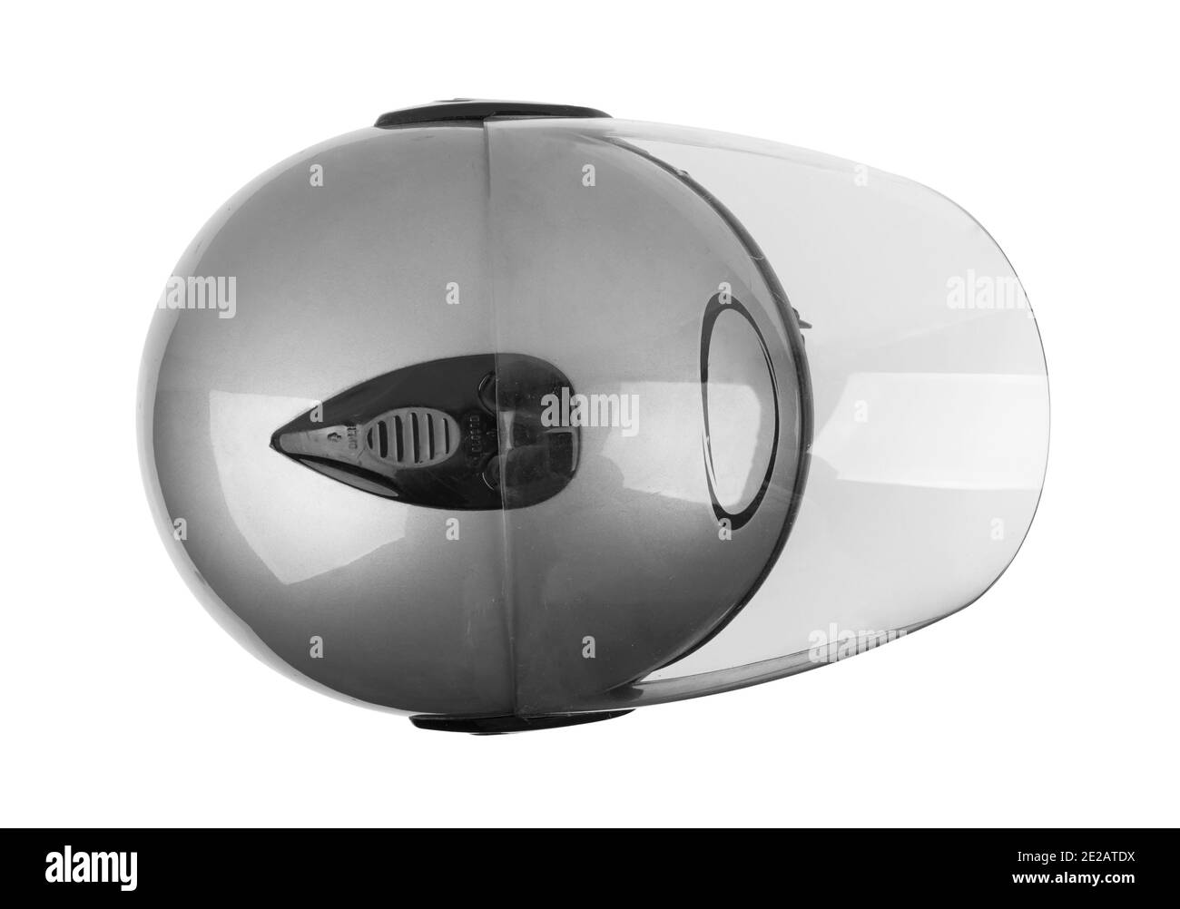 Casco grigio per moto isolato su sfondo bianco Foto Stock