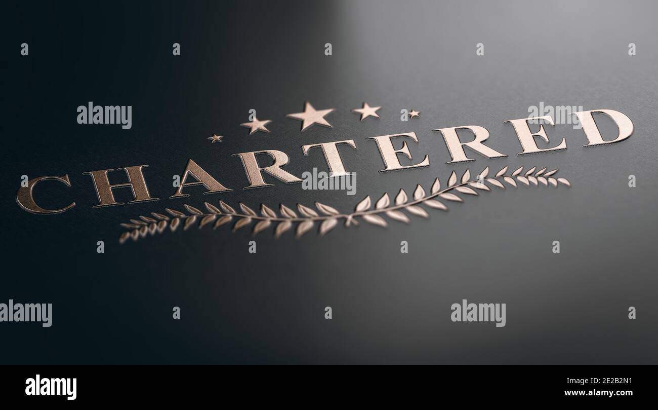 Illustrazione 3D di un'etichetta dorata. Concetto professionale di noleggio. Foto Stock