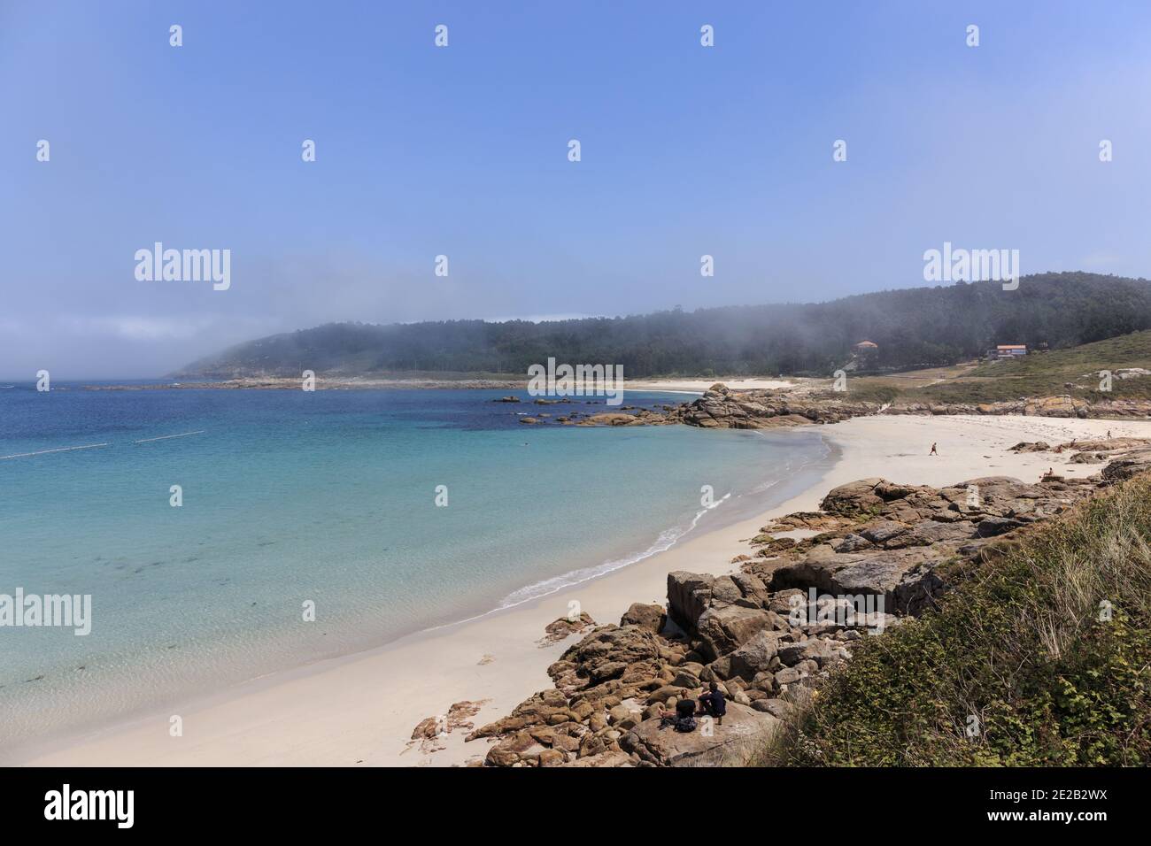 Muxia spiaggia sabbiosa, Costa da morte, la Coruña, Galizia, Spagna Foto Stock