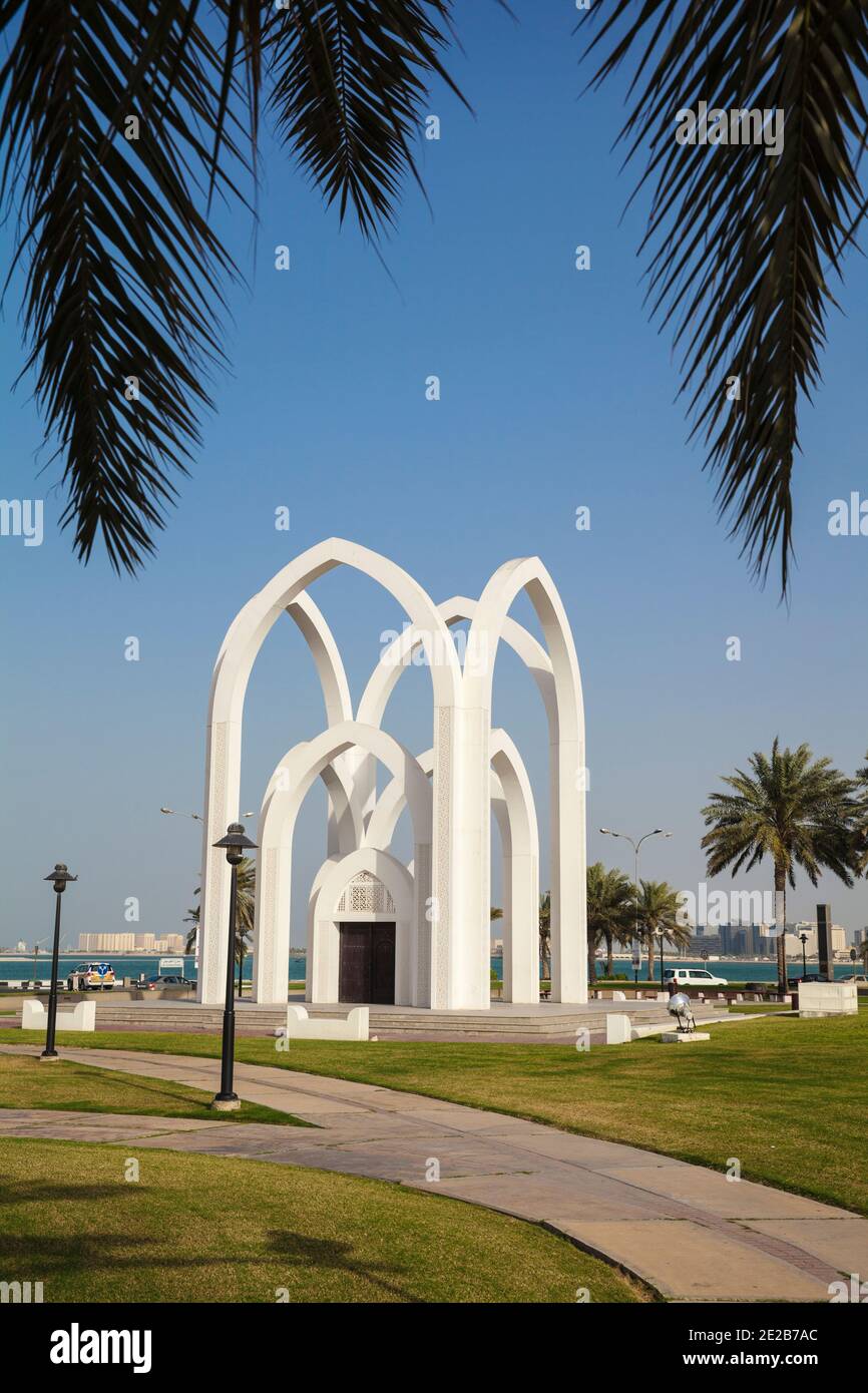 Il Qatar Doha, monumento in El Bidda Park Foto Stock