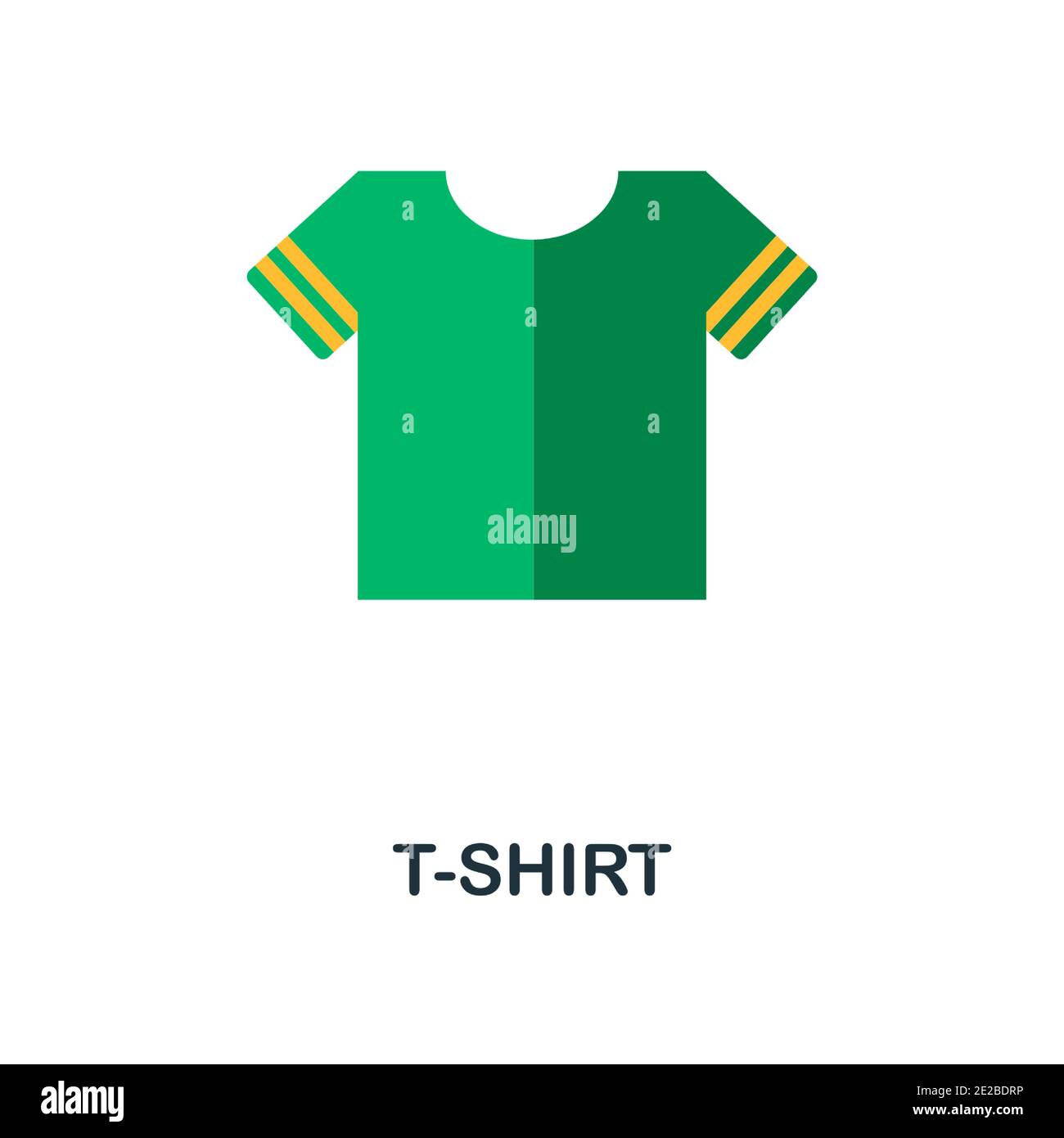 Icona a forma di T-Shirt piatta. Colore elemento semplice dalla collezione di abiti. Icona Creative T-Shirt per web design, modelli, infografiche e altro ancora Illustrazione Vettoriale