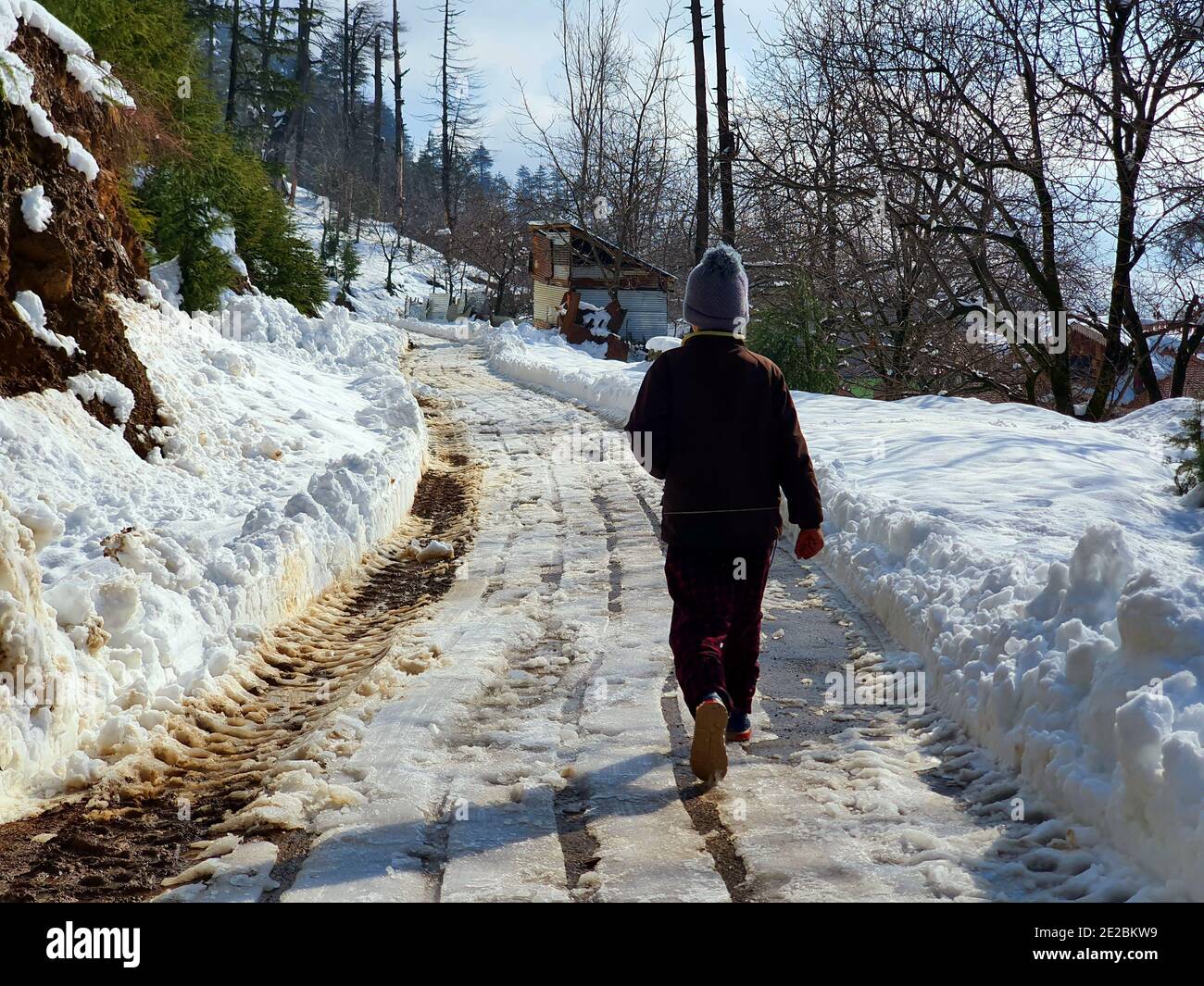 La caduta di neve in Jammu e Kashmir è comune da dicembre a febbraio, nevicare attrae turisti e giochi invernali sono anche giocato sulla neve. Foto Stock