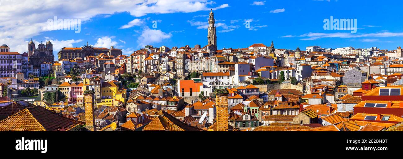 Vista panoramica sulla città di Porto, viaggio in Portogallo e monumenti Foto Stock
