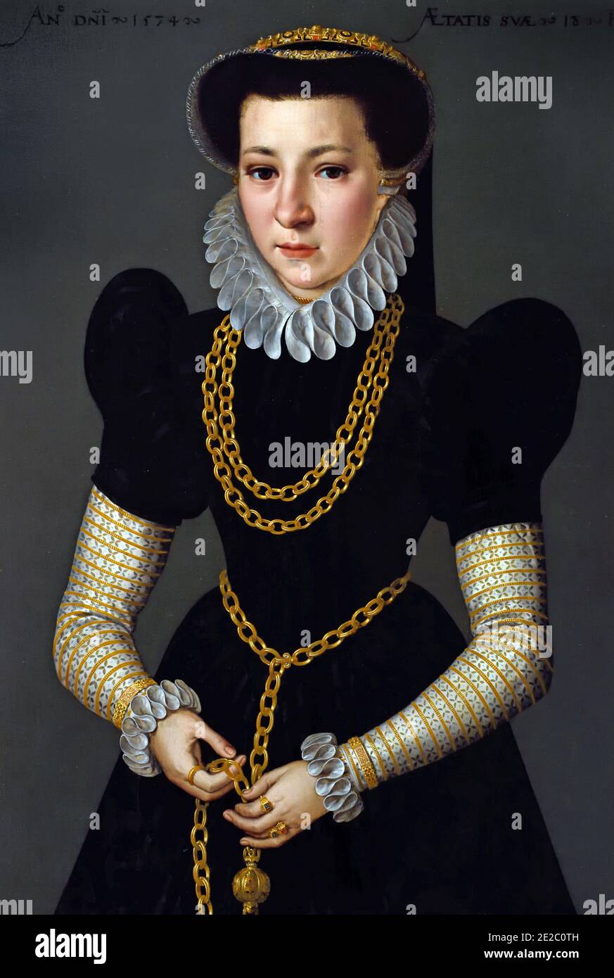 Ritratto di una donna di diciotto anni di Pieter Frans Pourbus 1523 - 1584, Bruges, Belgio, Fiammingo, Foto Stock