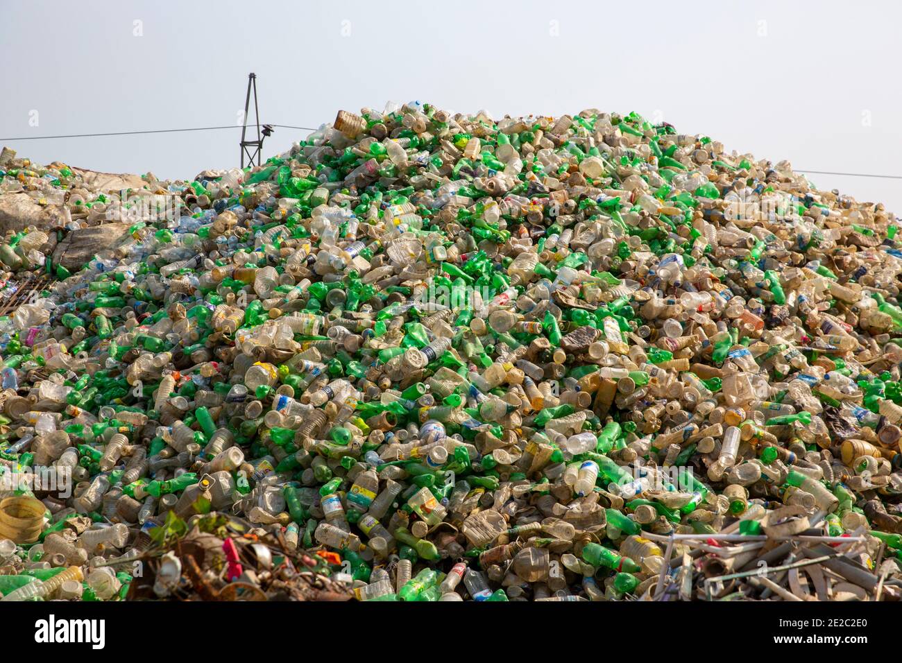 Bottiglie di plastica raccolte per il riciclaggio a Brahmanbaria, Bangladesh. Foto Stock