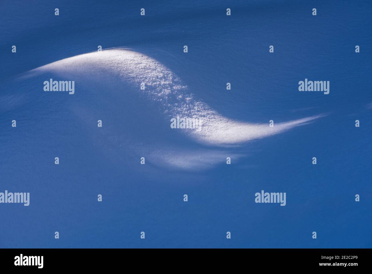 Dettaglio di neve astratta tumulo minimo paesaggio. Neve appena caduta. Messa a fuoco selettiva e profondità di campo poco profonda. Foto Stock