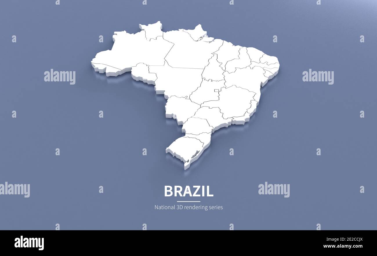 Mappa del Brasile. rendering 3d delle mappe dei paesi. Foto Stock