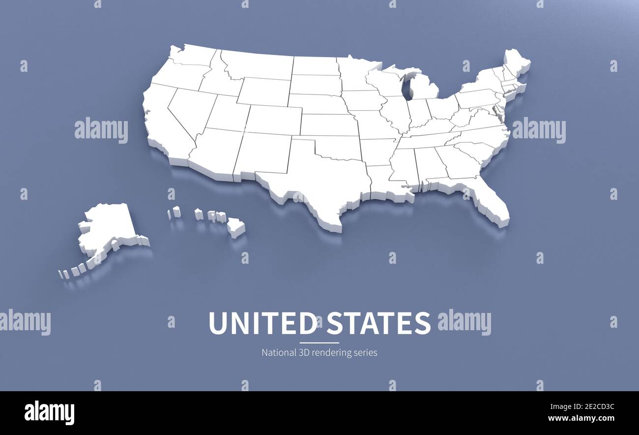 Mappa degli Stati Uniti. rendering 3d delle mappe dei paesi. Foto Stock