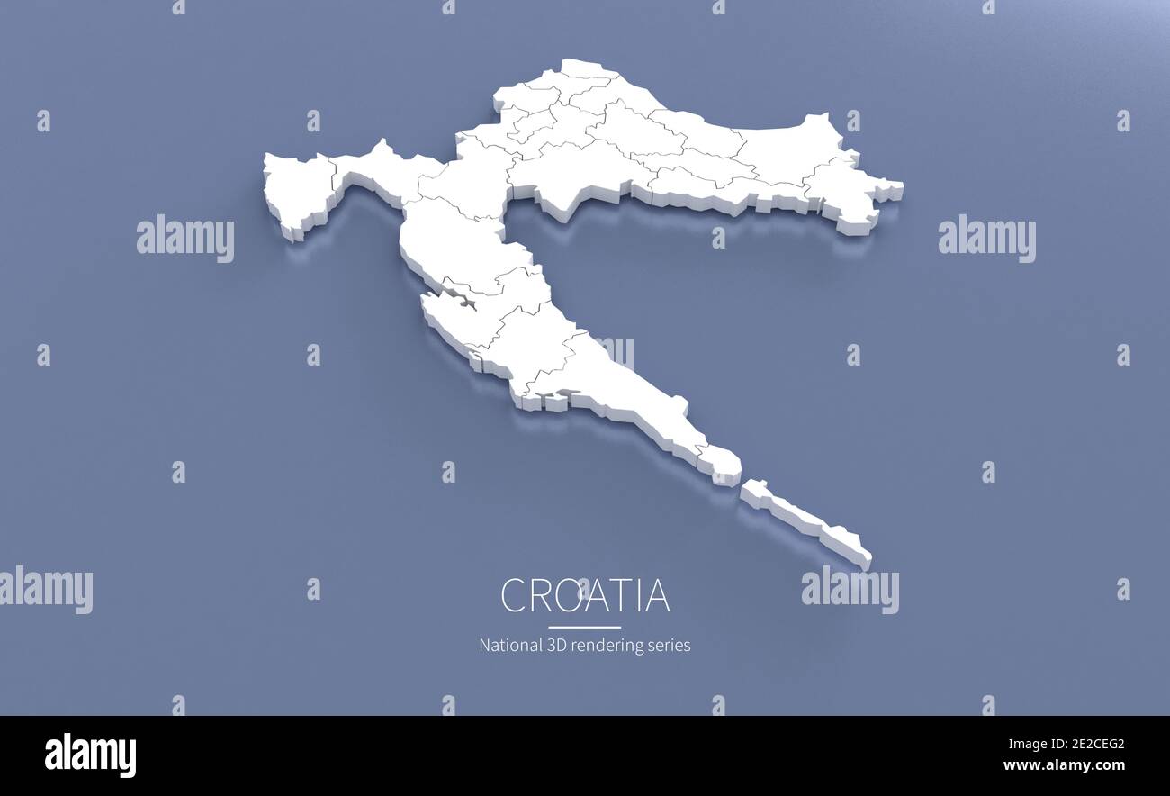 Croazia Mappa. rendering 3d delle mappe dei paesi. Foto Stock