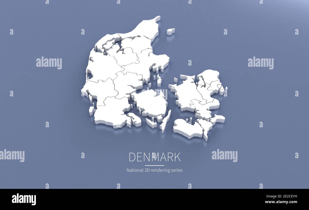 Danimarca Mappa. rendering 3d delle mappe dei paesi. Foto Stock