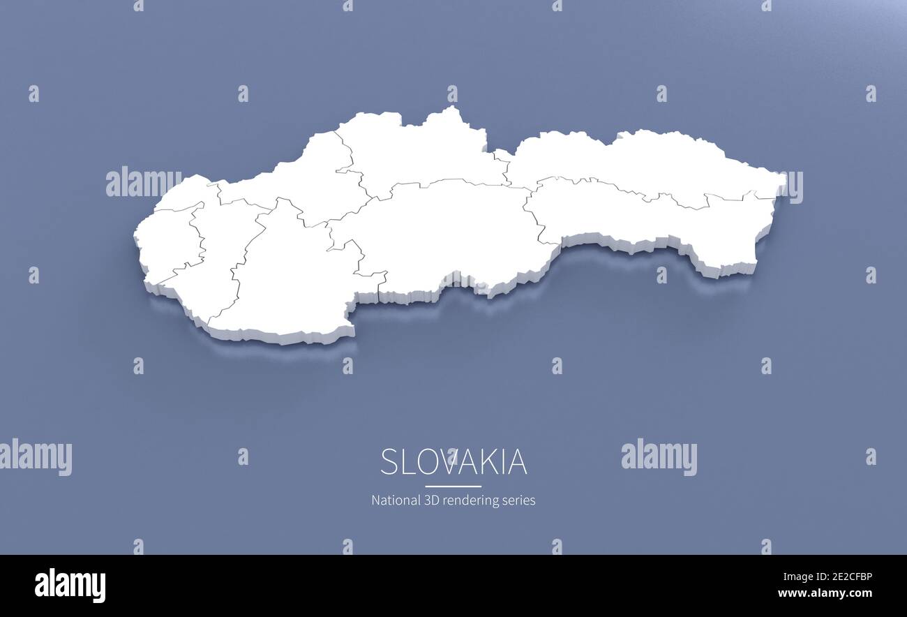 Mappa della Slovacchia. rendering 3d delle mappe dei paesi. Foto Stock