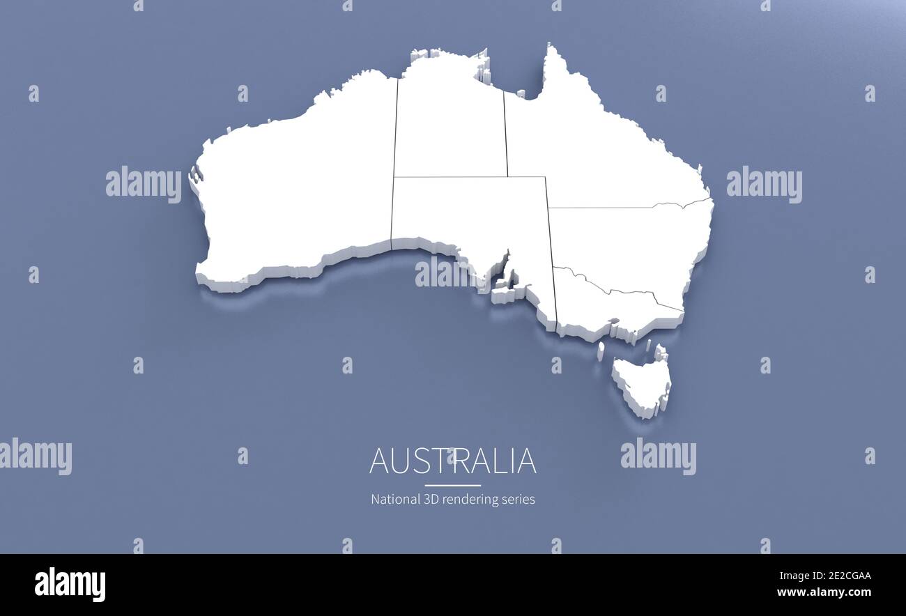 Mappa Australia. rendering 3d delle mappe dei paesi. Foto Stock
