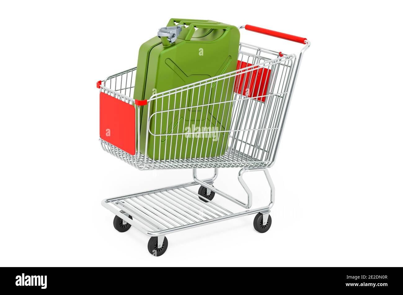 Carrello con jerrycan, rendering 3D isolato su sfondo bianco Foto Stock