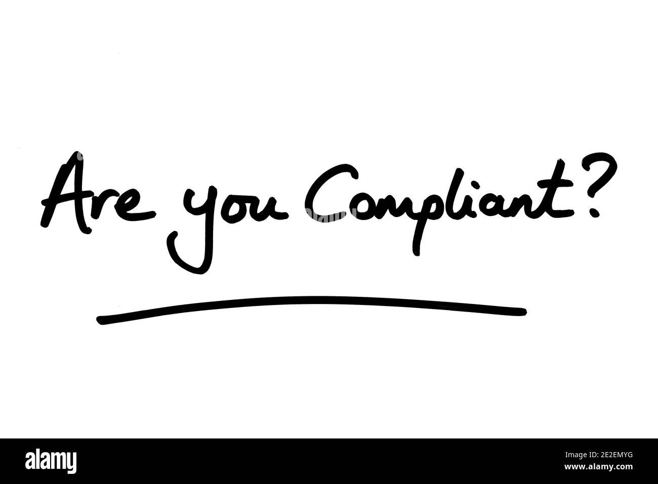 Siete conformi? scritto a mano su sfondo bianco. Foto Stock