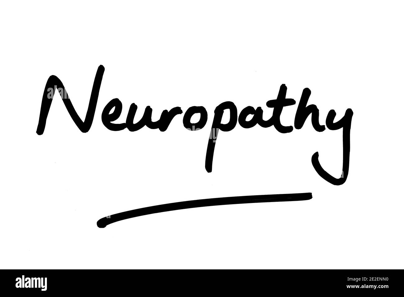 Neuropatia, scritta a mano su sfondo bianco. Foto Stock