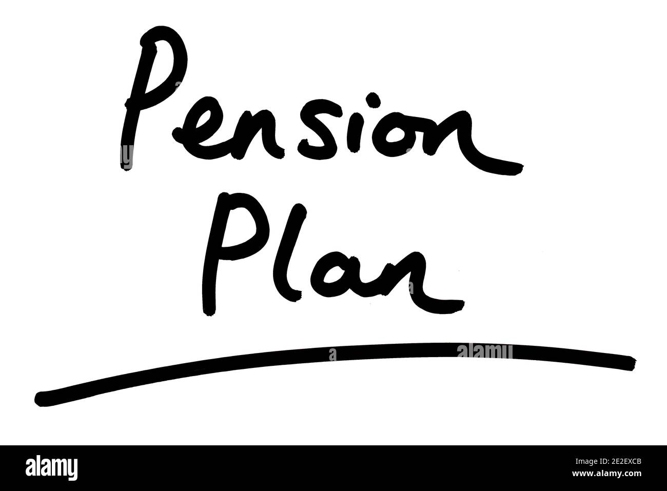 Piano pensionistico scritto a mano su sfondo bianco. Foto Stock