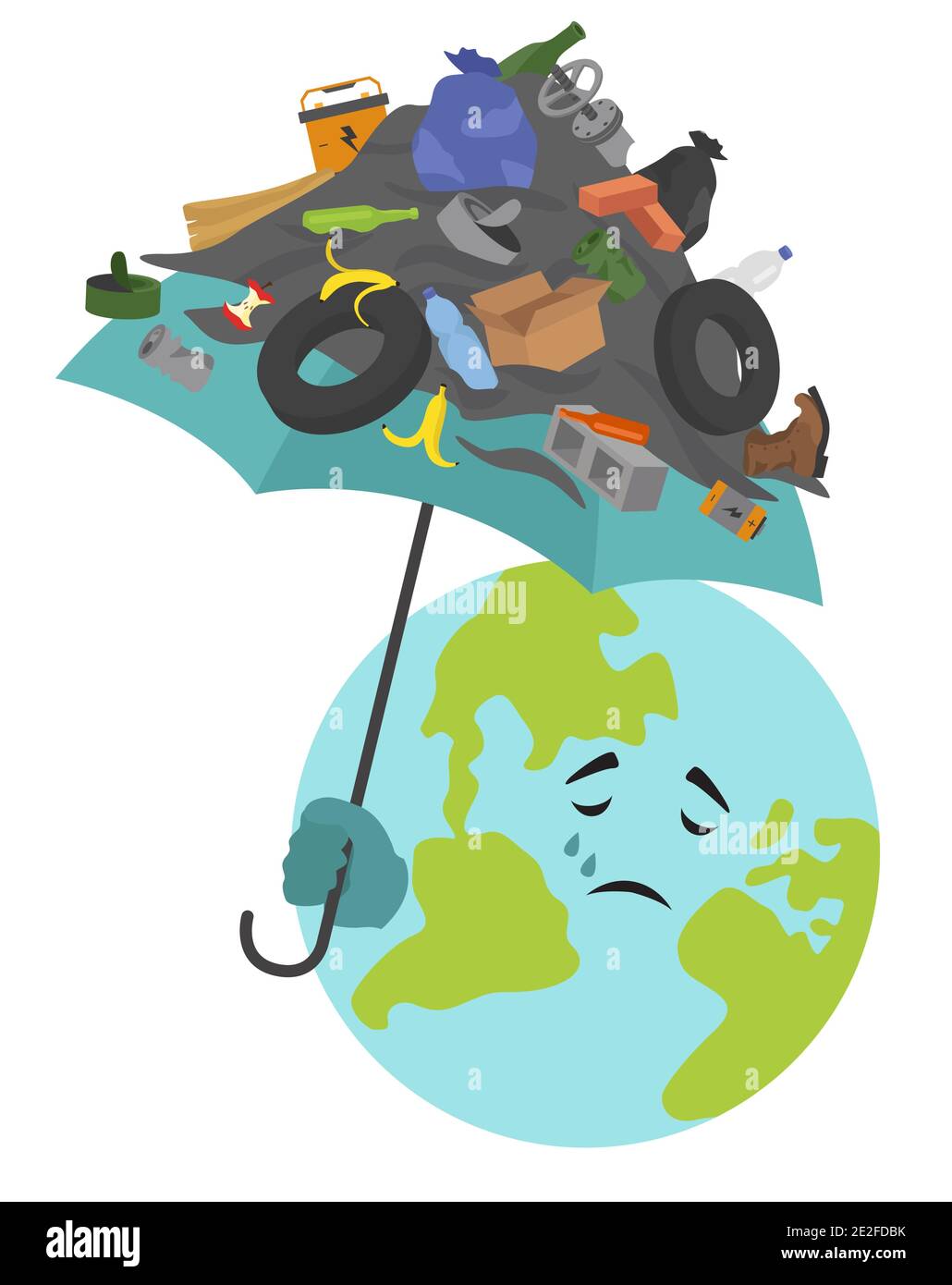Problemi ambientali globali. Inquinamento della terra, infografica della discarica di rifiuti. Illustrazione vettoriale Illustrazione Vettoriale