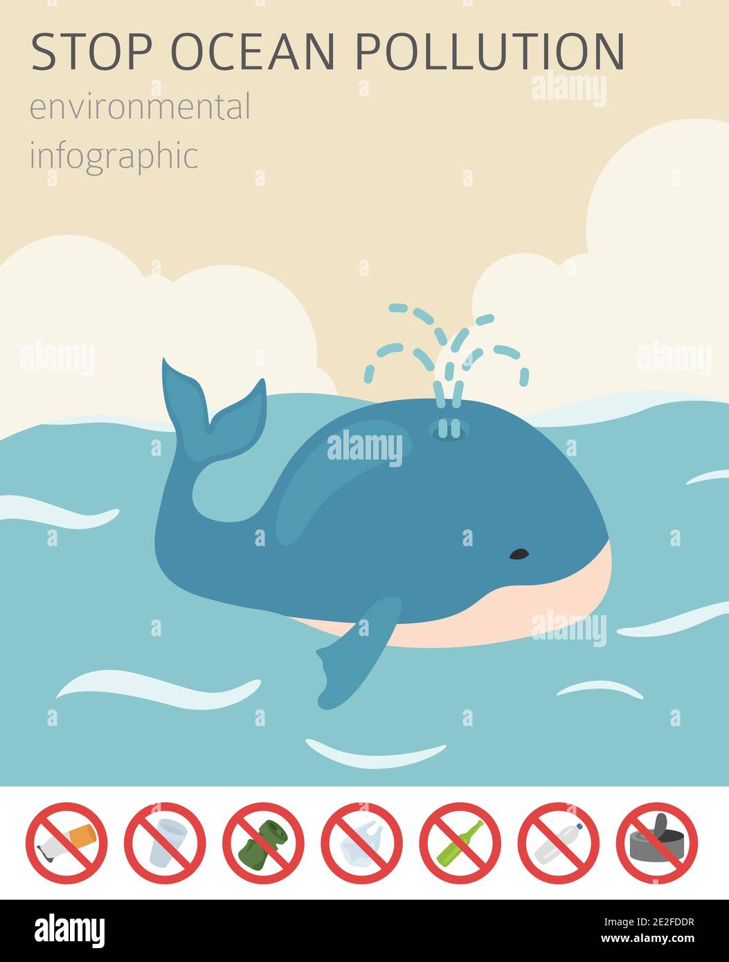 Problemi ambientali globali. Infografica isometrica sull'inquinamento dell'oceano. Illustrazione vettoriale Illustrazione Vettoriale