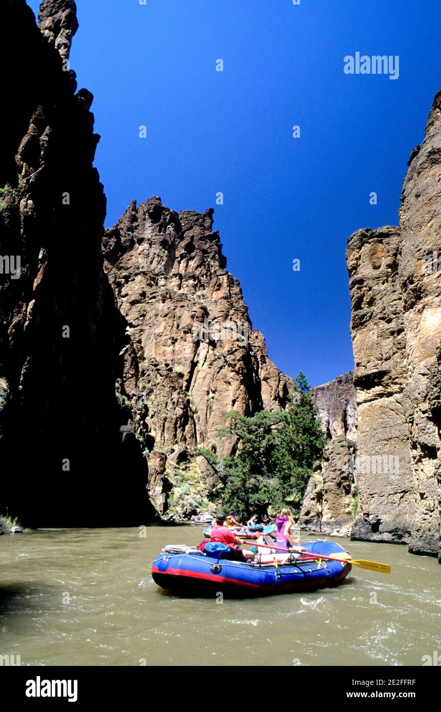 Rafting sul fiume Bruneau nella contea di Othe, nell'Idaho del sud-ovest Foto Stock