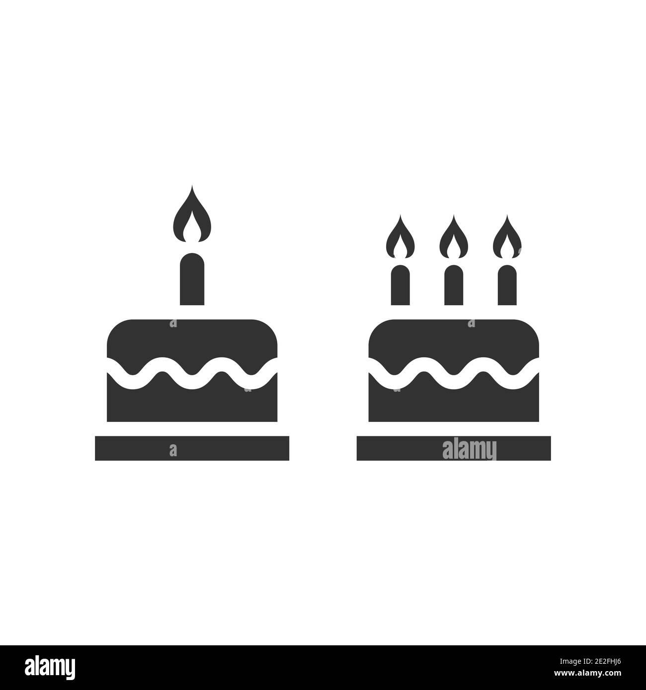 Torta di compleanno con icona vettoriale candele. Semplice simbolo di glifo nero. Illustrazione Vettoriale