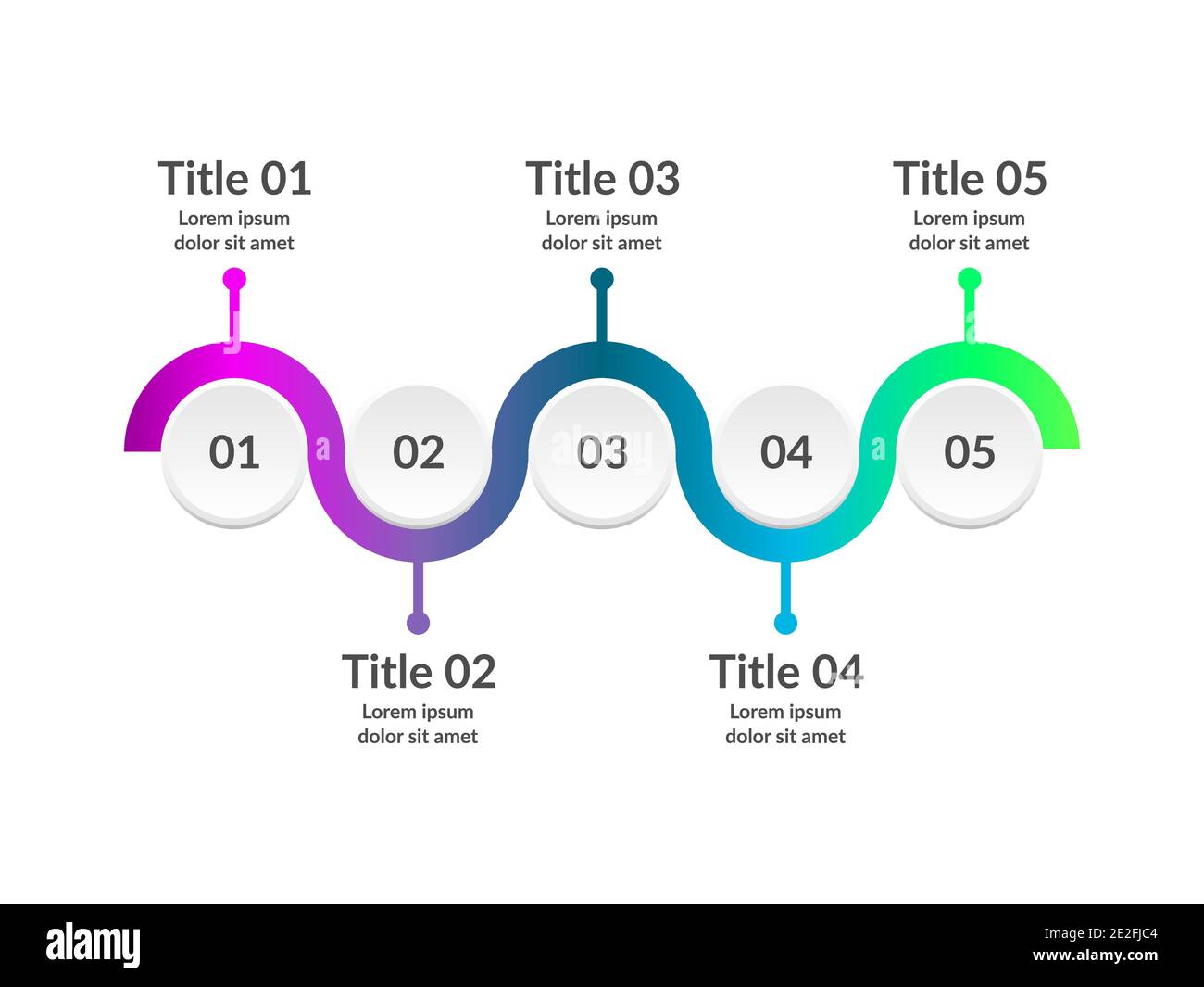 Infografica sulla timeline con 5 opzioni. Concetto aziendale in cinque fasi. Grafico che illustra fasi, sequenze, processi. Diagramma strategico del flusso di lavoro. Vettore Illustrazione Vettoriale