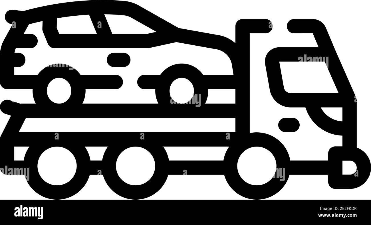 illustrazione vettoriale dell'icona della linea dell'auto elettrica per il trasporto di autocarri Illustrazione Vettoriale