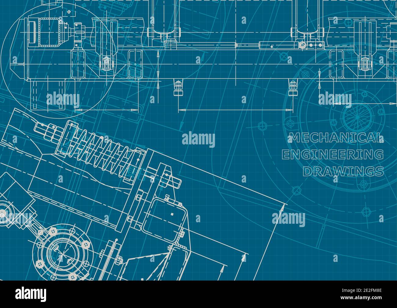 Sistemi di progettazione assistita da computer. Illustrazioni tecniche, sfondo. Stile aziendale Illustrazione Vettoriale