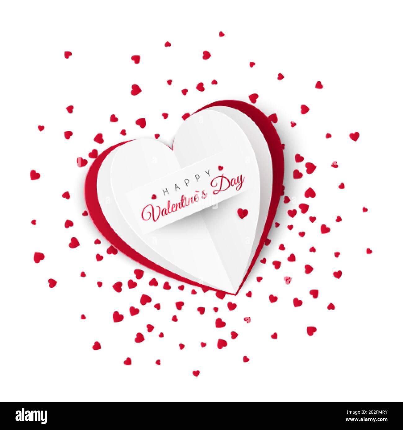 Valentine card con confetti sullo sfondo. Elementi decorativi romantici per il giorno di San Valentino o il giorno delle donne. Illustrazione vettoriale isolata su sfondo bianco Illustrazione Vettoriale