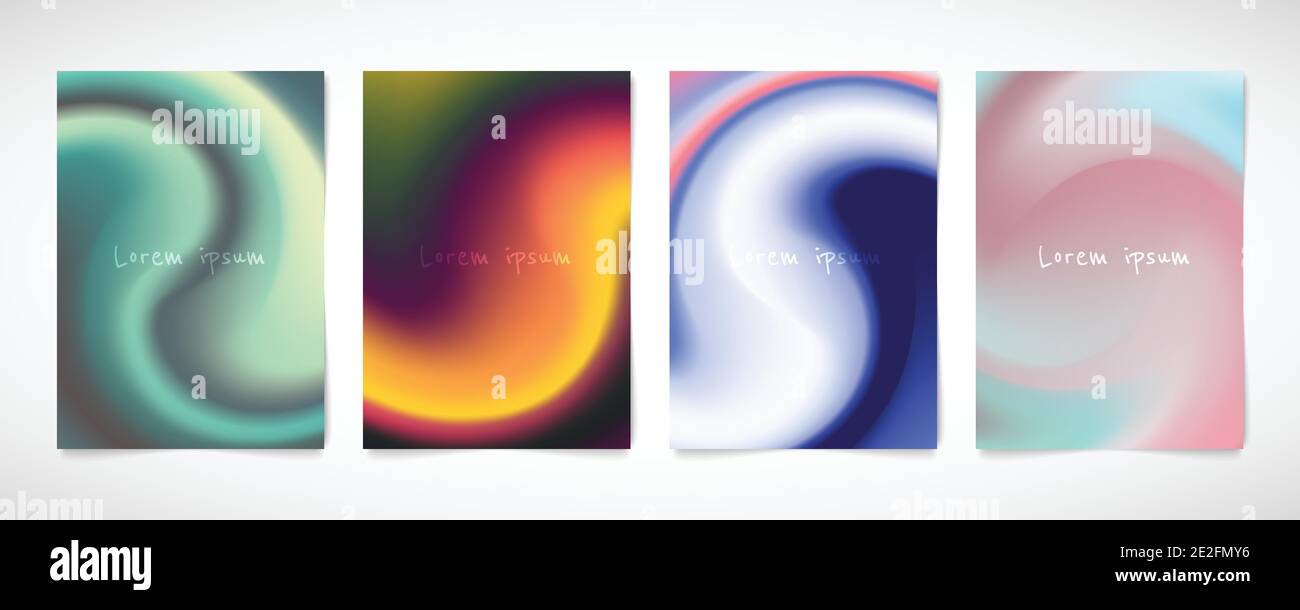 Set di mesh colorate astratte del modello di disegno a vortice. Disegno di sfondo artistico stile cerchio. Illustrazione Vettoriale