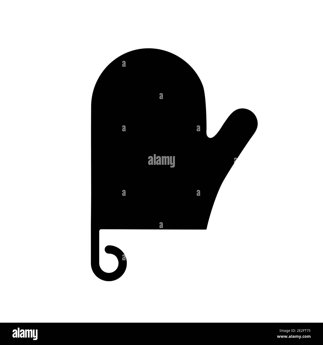 Primo piano dell'icona del glifo vettoriale del guanto protettivo da cucina. Simbolo grafico per la progettazione di siti web di cucina, logo, app, UI Illustrazione Vettoriale