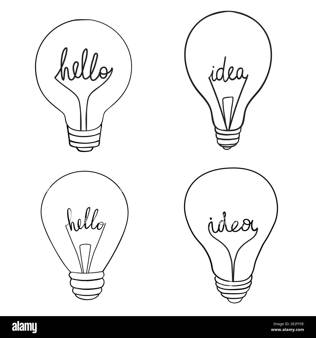 Set di icone di lampadine vettoriali. Immagine isolata su sfondo bianco. Illustrazione Vettoriale