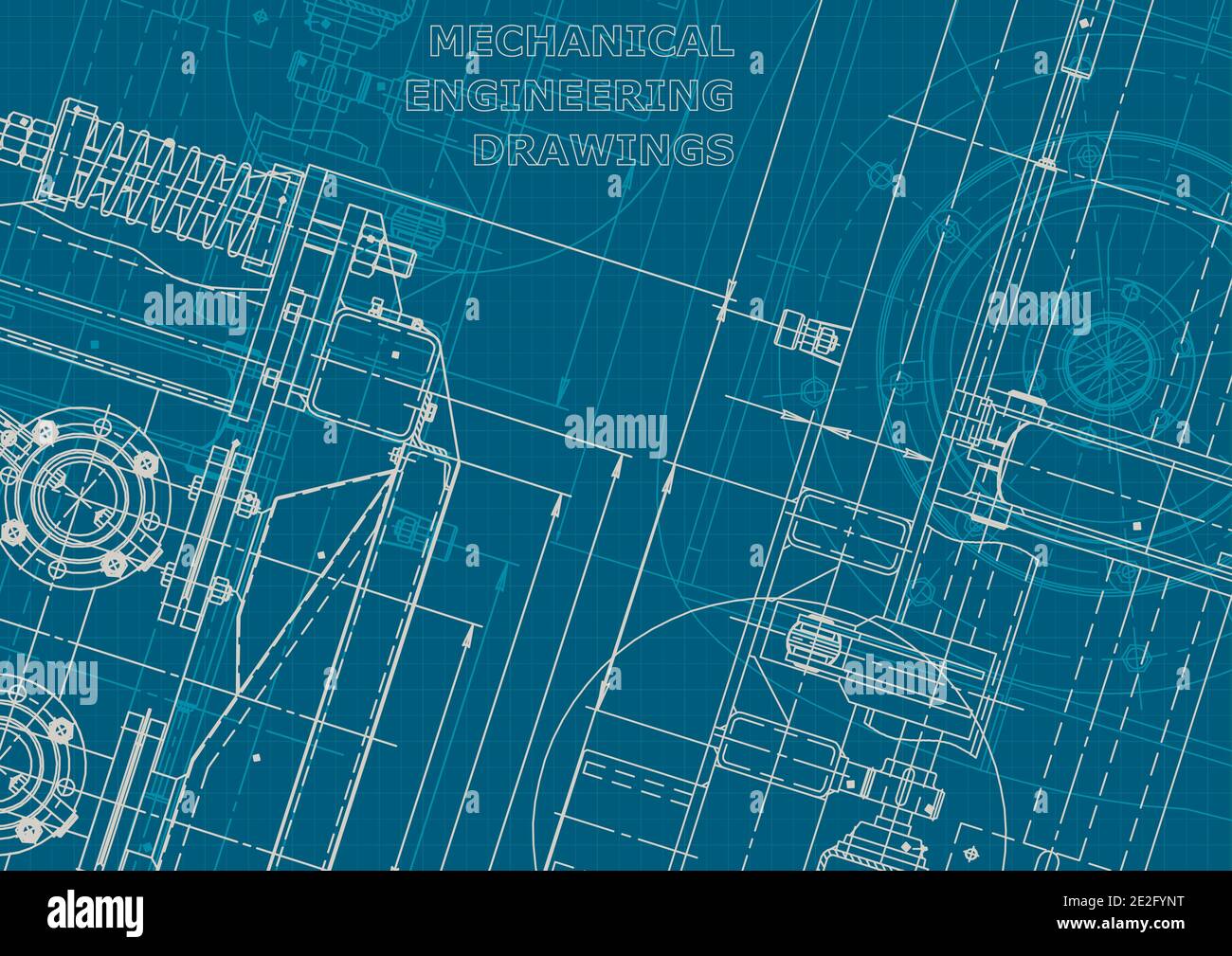 Stile aziendale. Sistemi di progettazione assistita da computer. Disegni strumentali. Disegno di ingegneria meccanica. Illustrazioni tecniche, sfondi. La Illustrazione Vettoriale