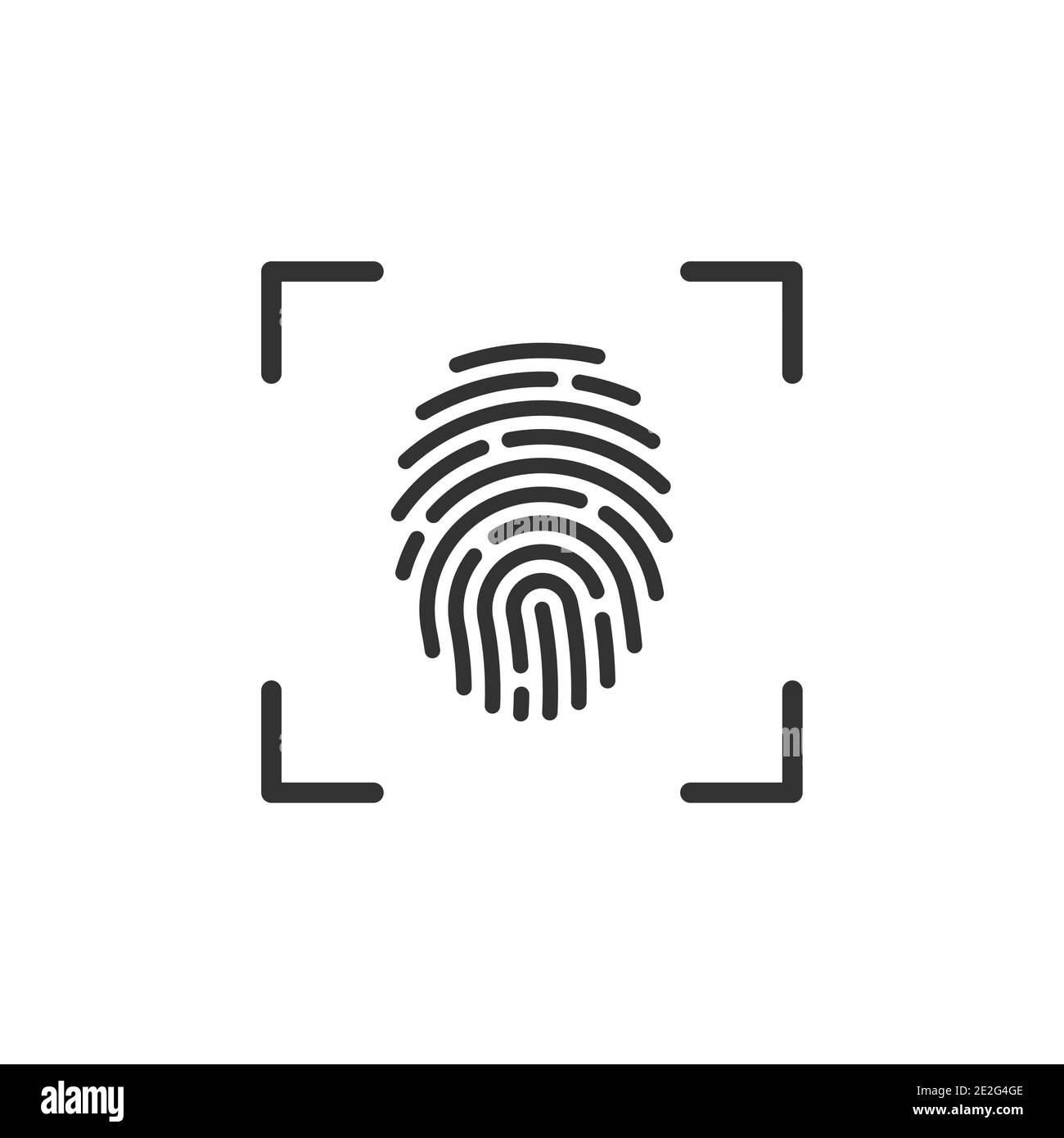 Icona vettore nero scansione impronte digitali. Segni dello scanner con il simbolo di impronte digitali. Illustrazione Vettoriale