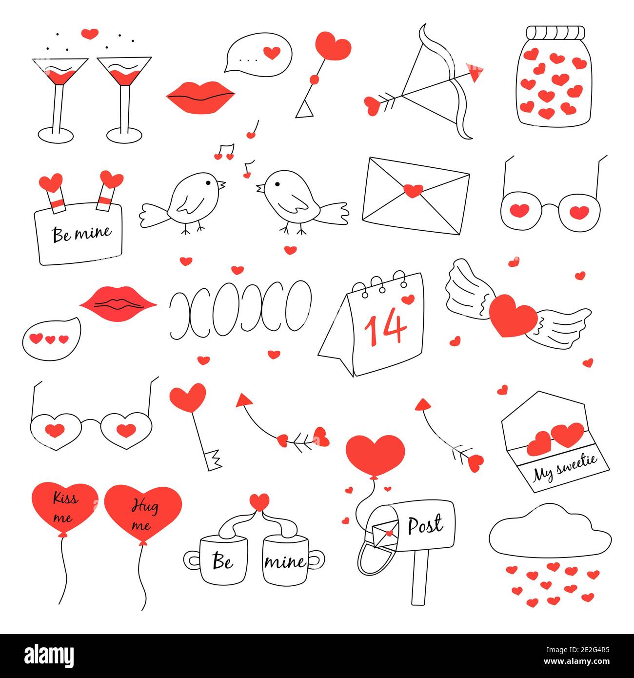 Set di elementi per il giorno di San Valentino. Sul ...