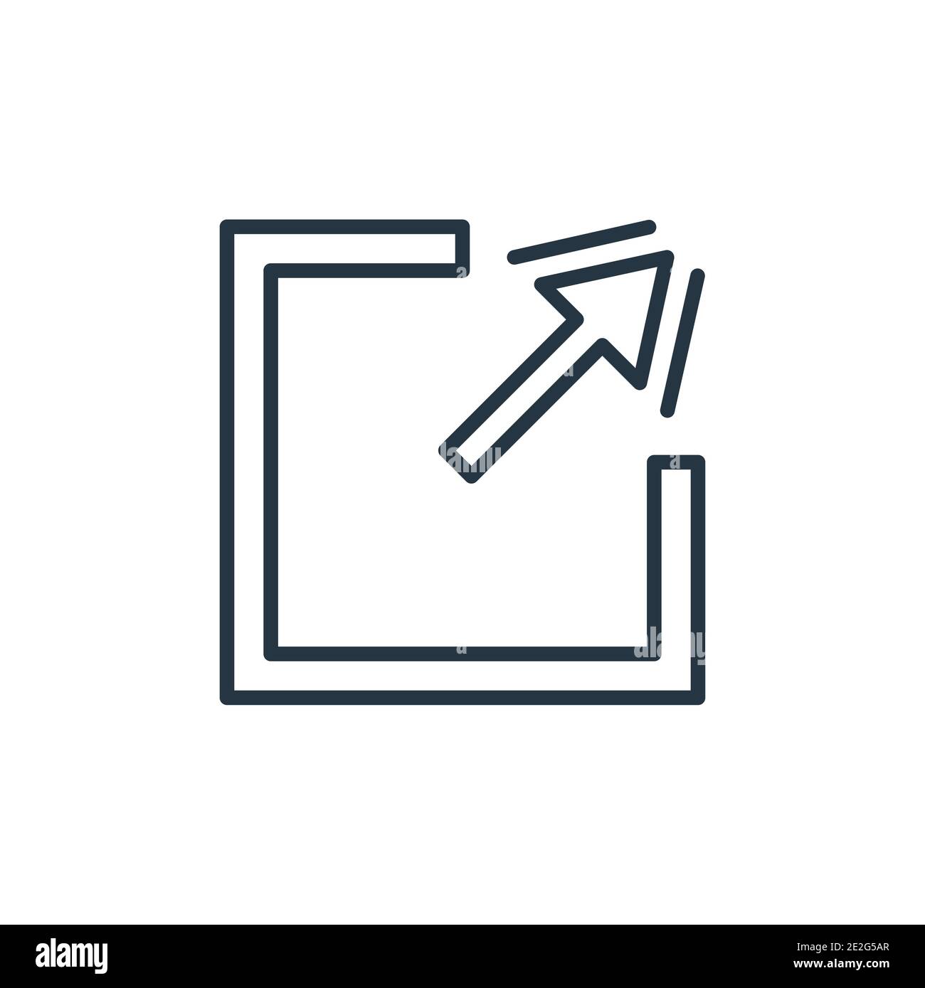 Uscire dall'icona vettoriale in alto a destra. Sottile linea nera uscita in alto a destra icona, vettore piatto semplice elemento illustrazione da frecce modificabili concetto isolato Illustrazione Vettoriale