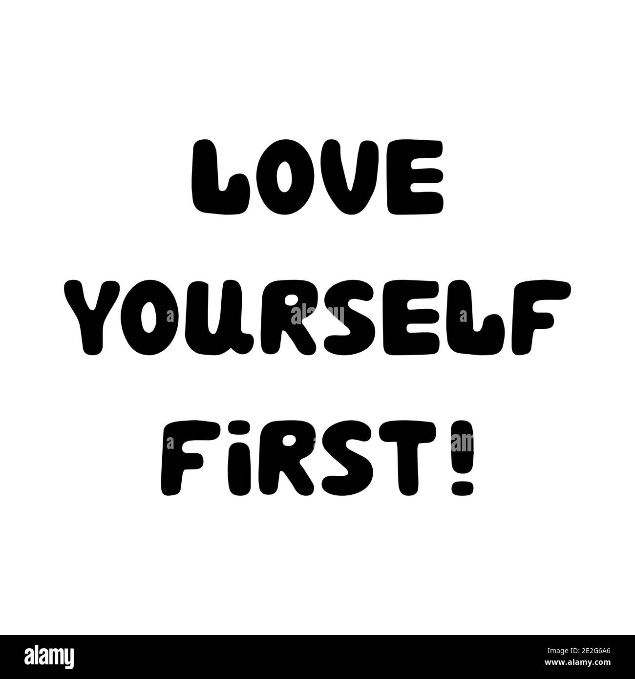 Ti innamorerai per primo. Scritta roundish scritta a mano isolata su sfondo bianco. Illustrazione Vettoriale