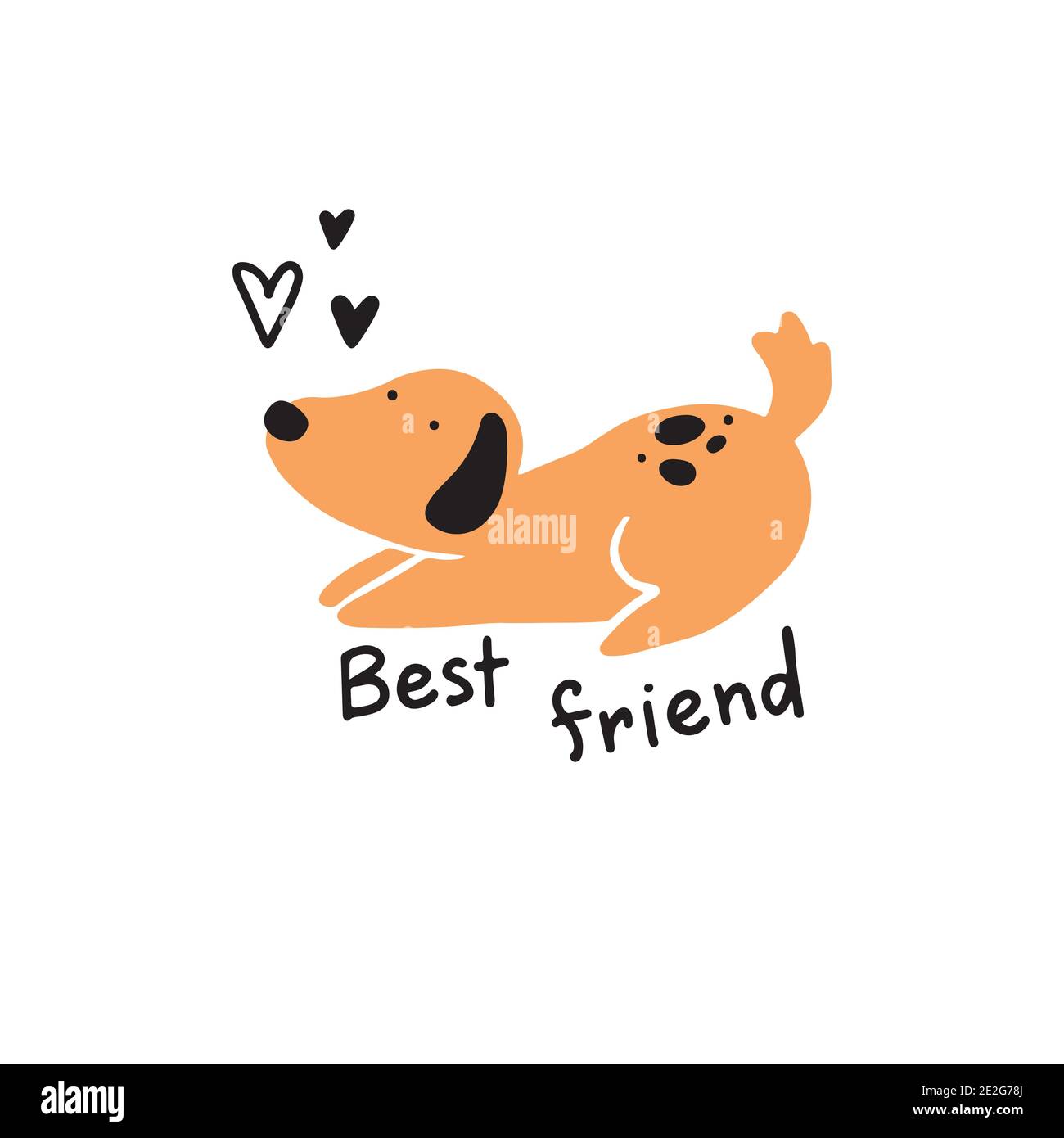 Carino cucciolo cane. Illustrazione del personaggio di un cane fumetto per il disegno di icone, logo, poster, banner. Divertente e felice concetto di animale domestico. Illustrazione Vettoriale