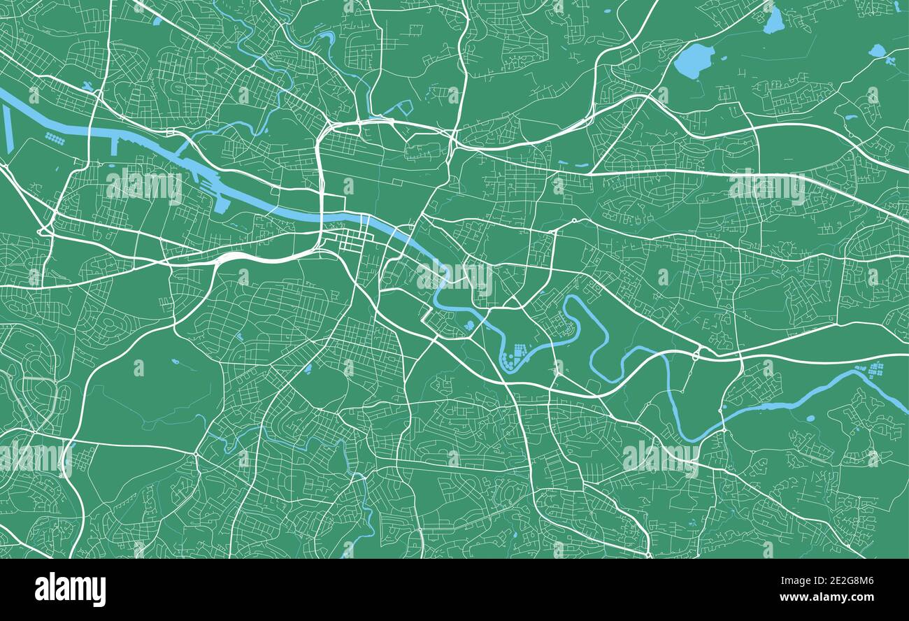 Mappa dettagliata dell'area amministrativa della città di Glasgow. Illustrazione vettoriale priva di royalty. Panorama cittadino. Mappa turistica grafica decorativa di Glasgow terrr Illustrazione Vettoriale