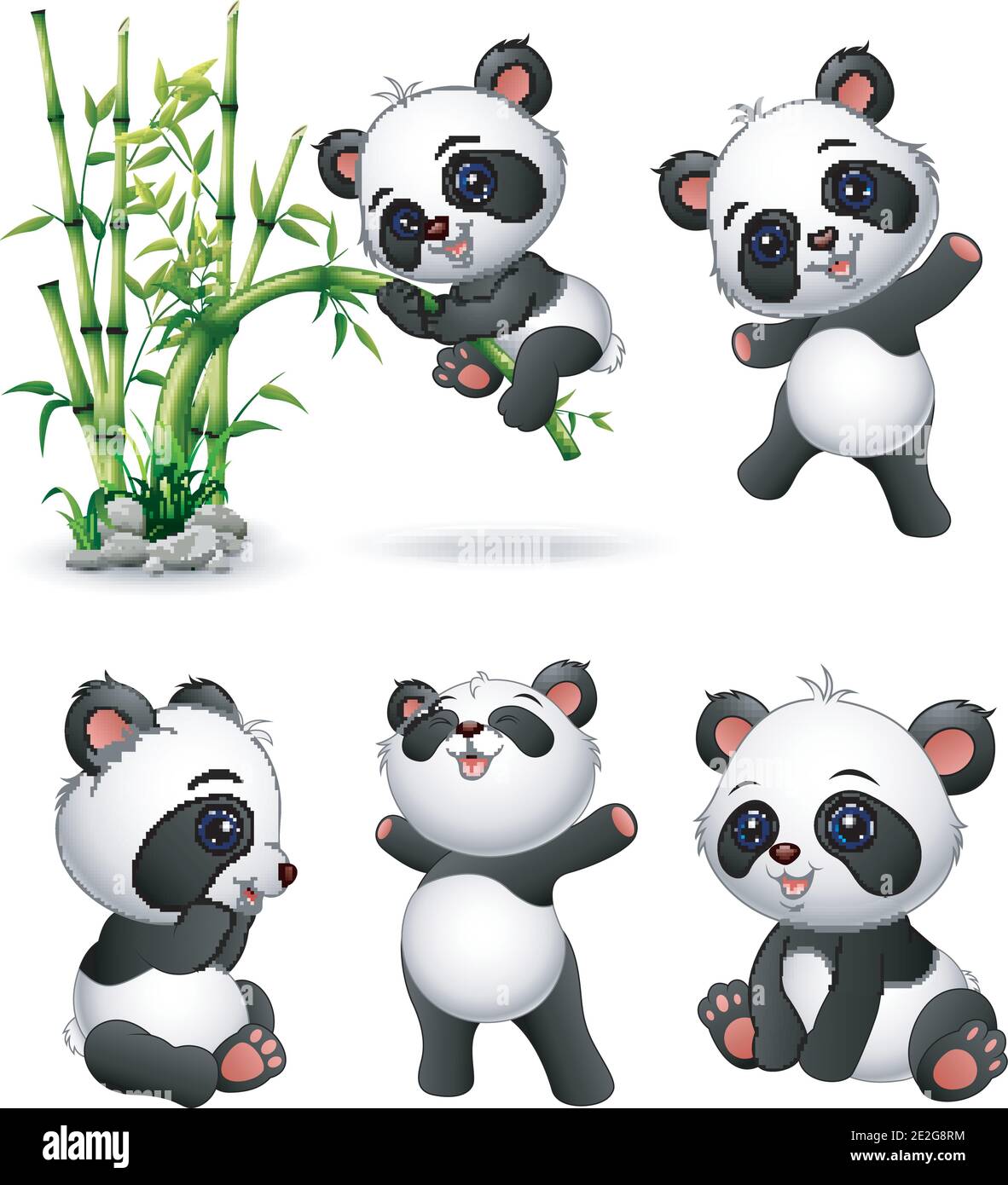 Illustrazione vettoriale della collezione dei panda per bambini carino Illustrazione Vettoriale