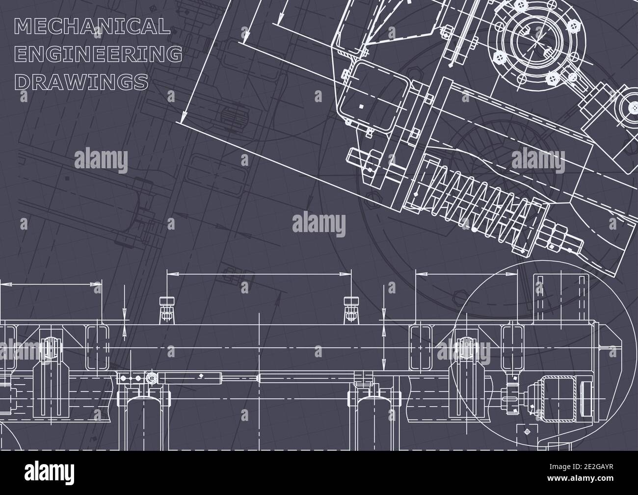 Sistemi di progettazione assistita da computer. Illustrazioni tecniche, sfondo. Meccanico Illustrazione Vettoriale