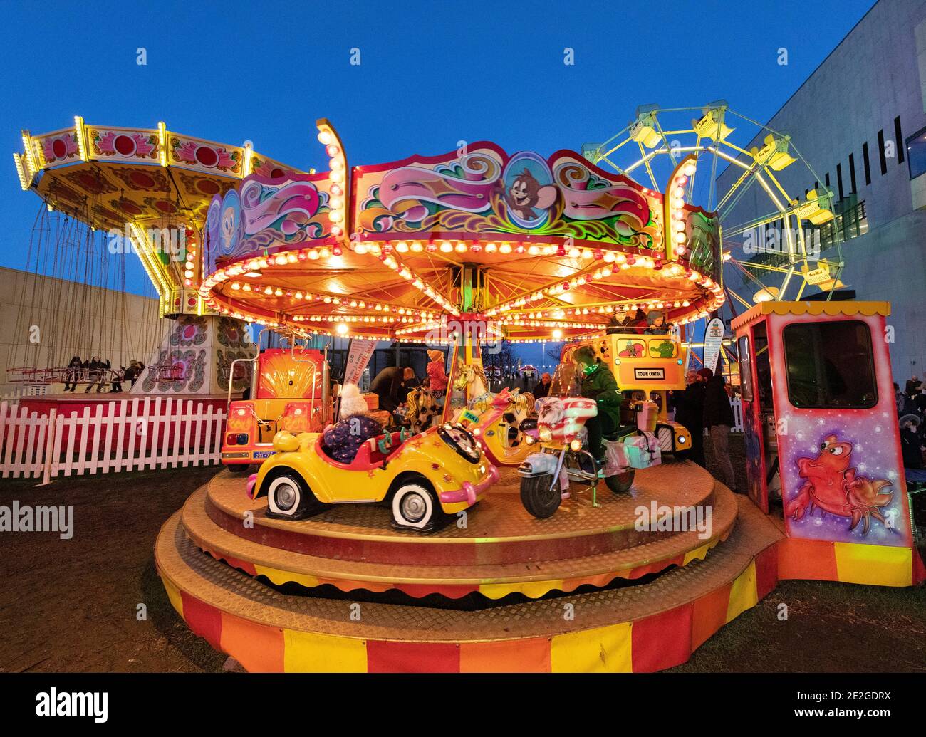 giostra di giostra a funfair Foto Stock