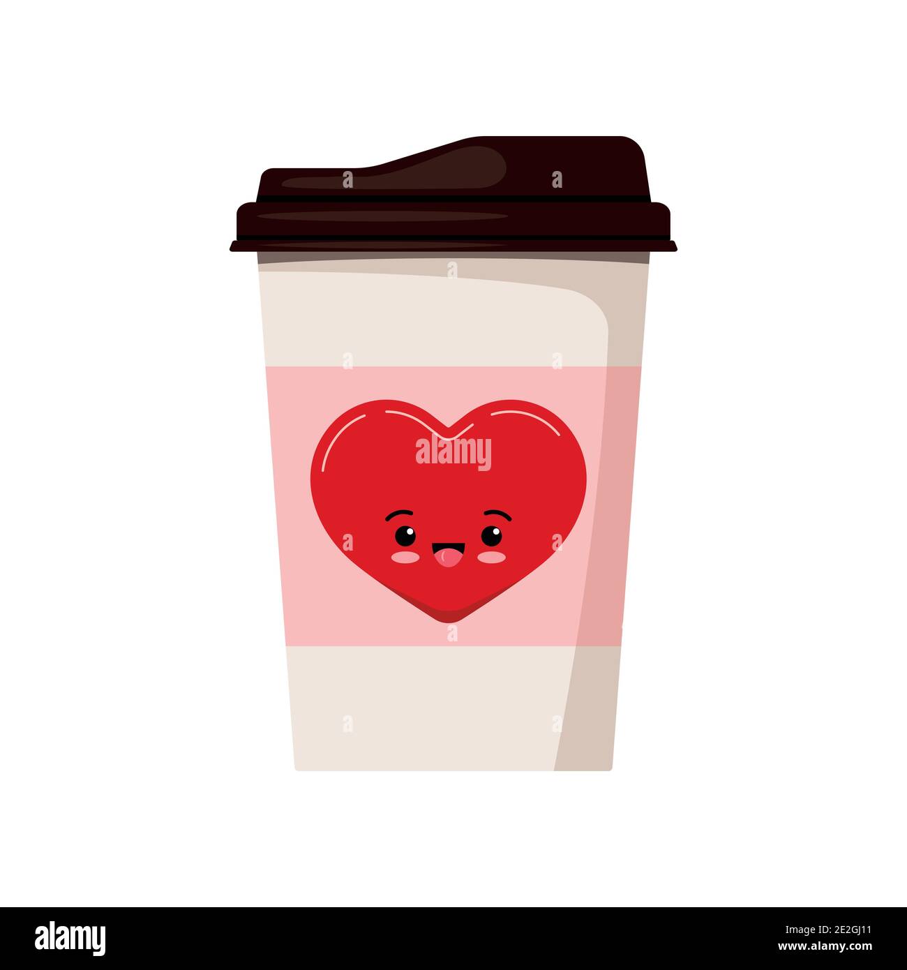 San Valentino caffè o tè tazza di carta decorata con emoji cuore Illustrazione Vettoriale