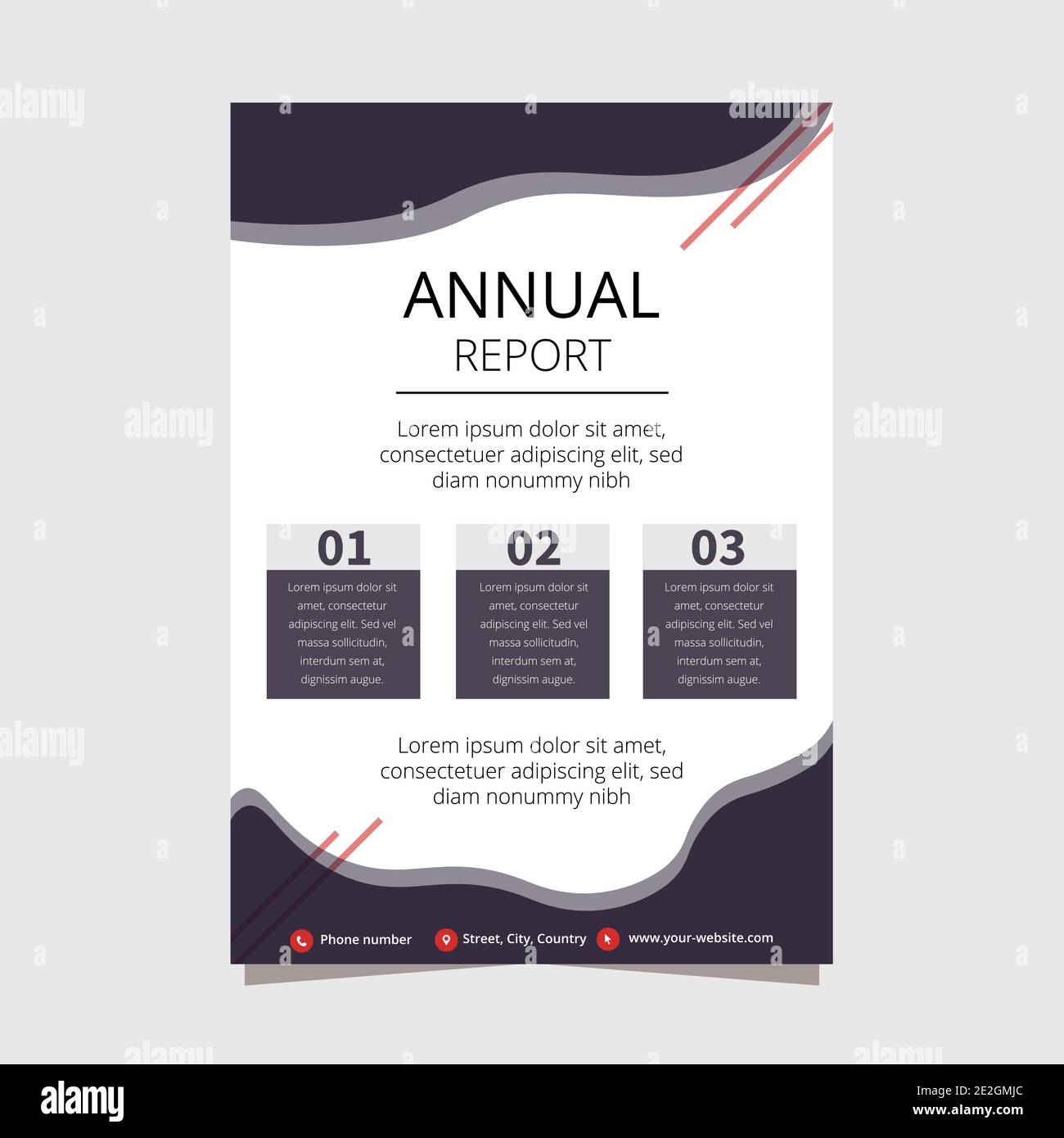 Modello di report annuale aziendale semplice Illustrazione Vettoriale
