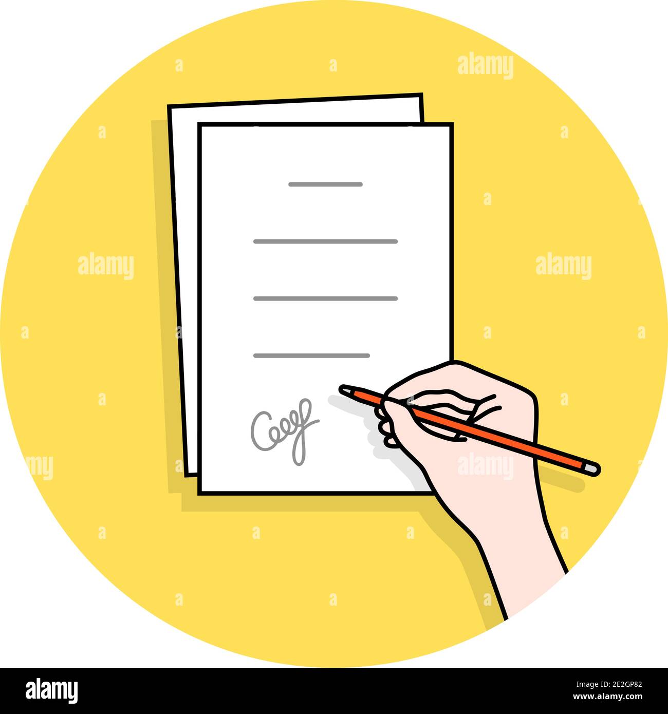 cartoon firmato a mano patto o documento Illustrazione Vettoriale