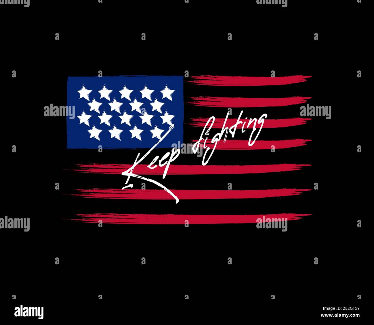 Immagine vettoriale completamente modificabile sullo sfondo del flag americano . Mantenere il testo di combattimento sulla bandiera americana . Concetto di rivoluzione . Concetto di rivolta. Illustrazione Vettoriale