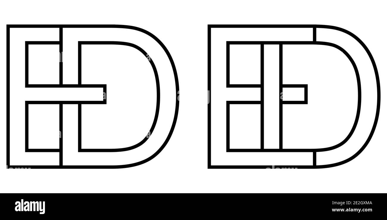 Logo de ed icona segno, due lettere interlacciate D e, logo vettoriale de ed prime lettere maiuscole motivo alfabeto d e Illustrazione Vettoriale