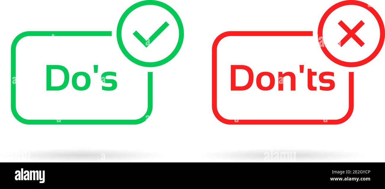 badge do e don ts rosso e verde Illustrazione Vettoriale