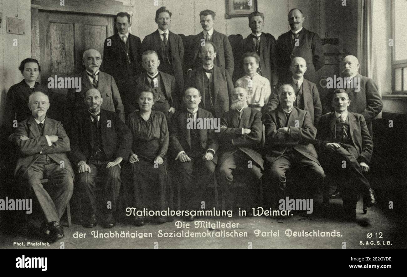 Gruppo di candidati del partito socialdemocratico indipendente tedesco. Repubblica di Weimar. Germania. 1920s Foto Stock