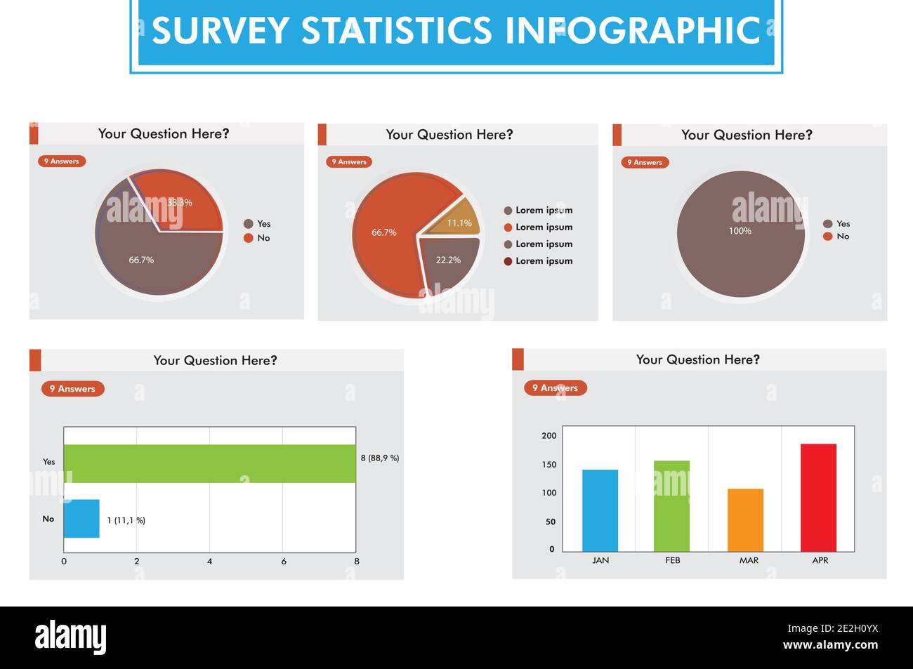 Modello infografico delle statistiche di sondaggio Illustrazione Vettoriale